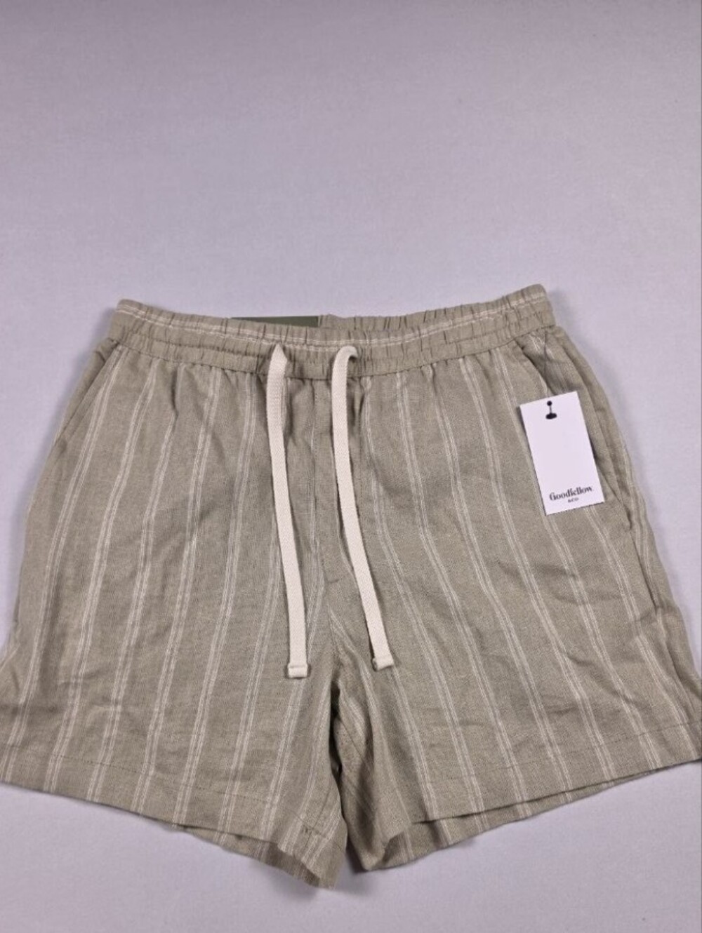 Goodfellow & Co Sage Green & White Striped Drawstring Shorts – Size XS